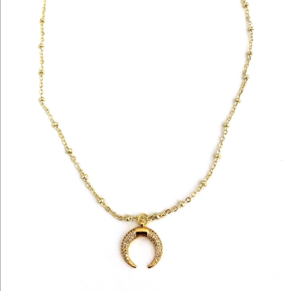 Gold Double Horn Necklace